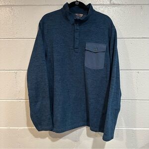 REI Men’s XL Blue Pullover Sweater • Quarter Button Up • Front Pocket